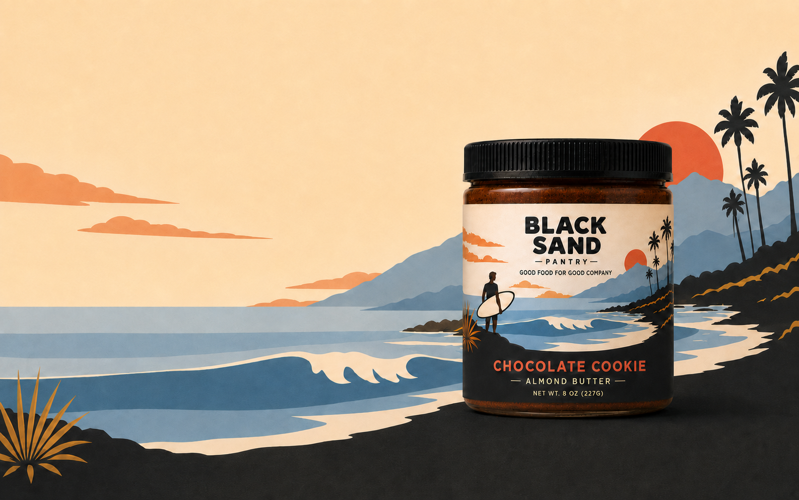 Black Sand Pantry Chocolate Cookie almond butter by a volcanic coast